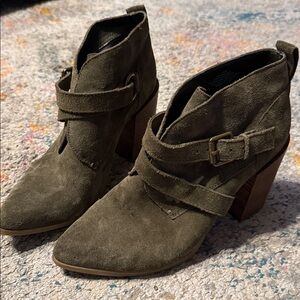 Nine West Kelela Leather Suede Ankle Boots, Olive Green 8.5